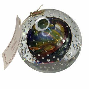 NEW Glass Paperweight Orb Sphere Circle.  Made in Poland.  Heavy Round Ball.